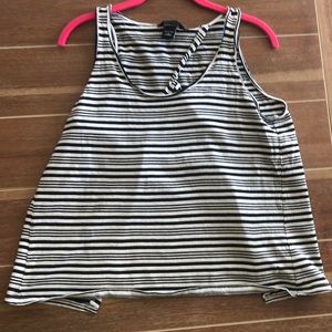 Black & White Striped Open Back Split Back Tank